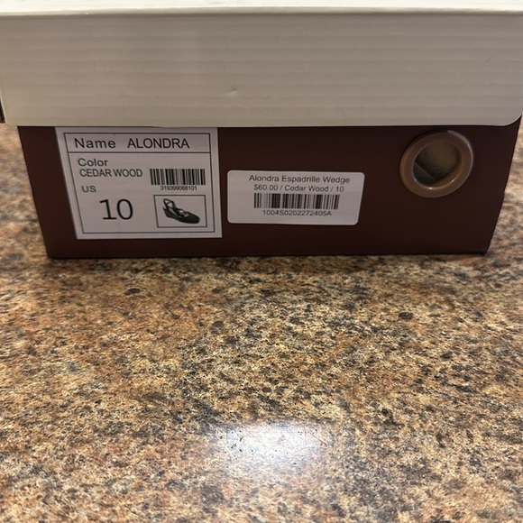 Oasis Society Espadrille Wedge Size 10 Cedar Wood Closed Toe Lace Up Open Back - Picture 14 of 14